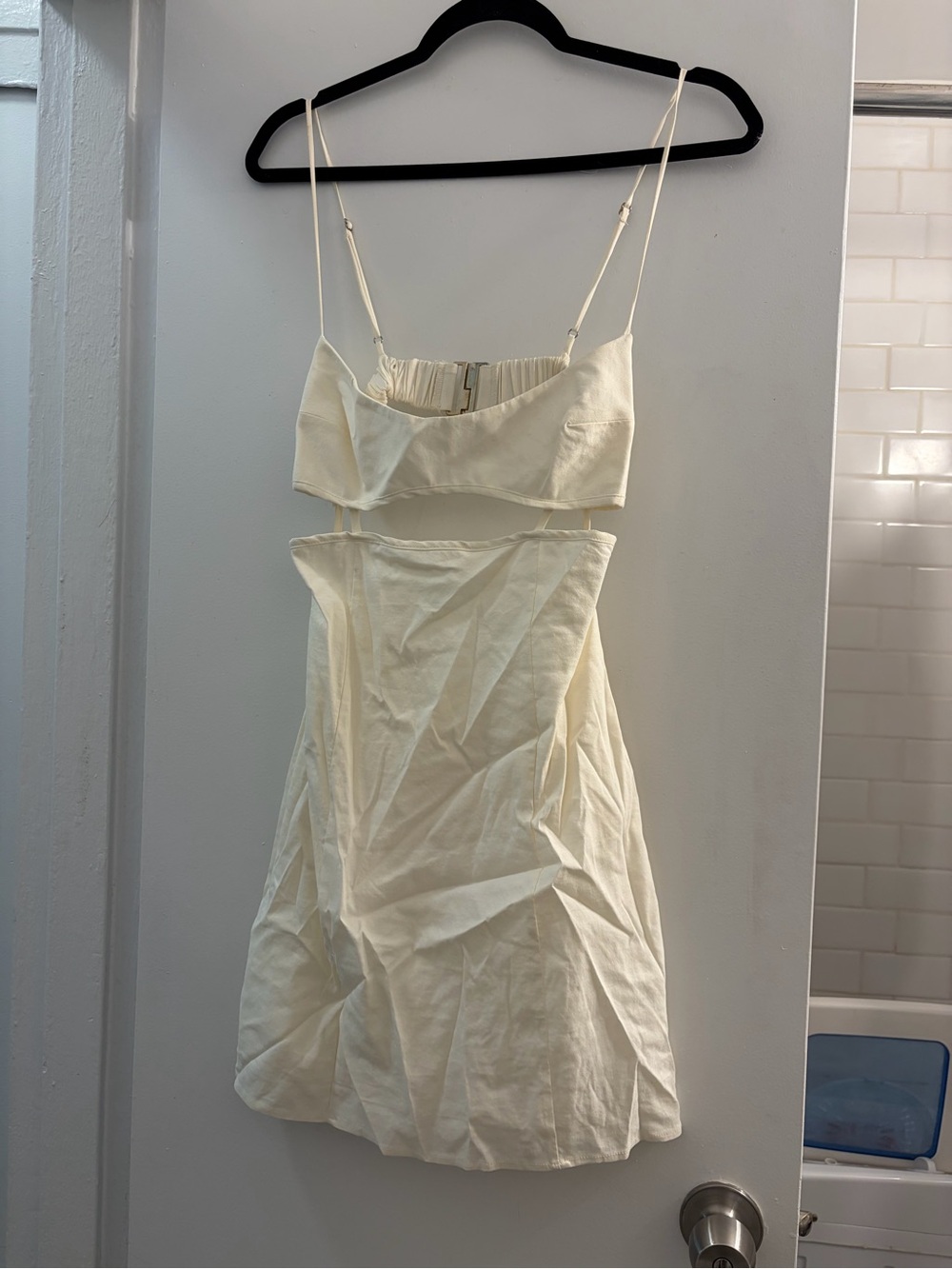 Zara Cream Cutout Spaghetti-Strap Mini Dress